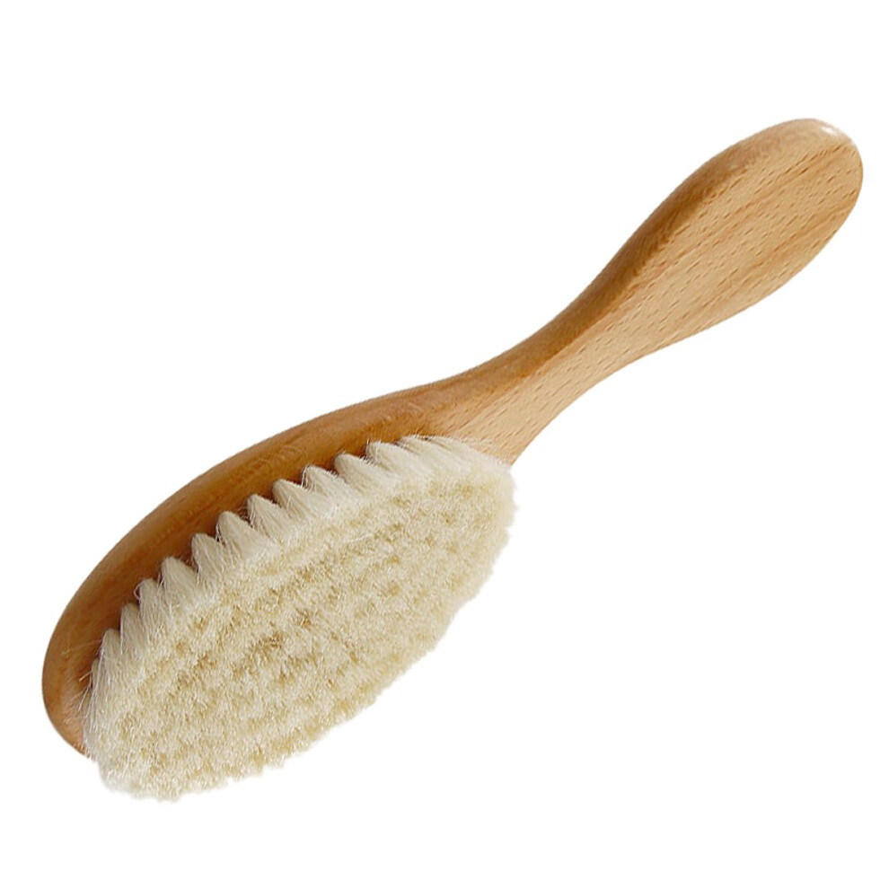 Scalp Massage Brush with Soft Natural Wool Bristles and Wooden Handle for Gentle Hair Detangling Care