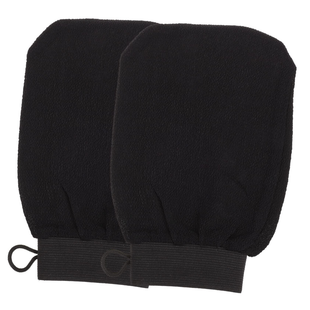 Black 2Pcs Exfoliating Bath Gloves For Gentle Skin Care And Dead Skin Removal, Soft Nonslip Fit