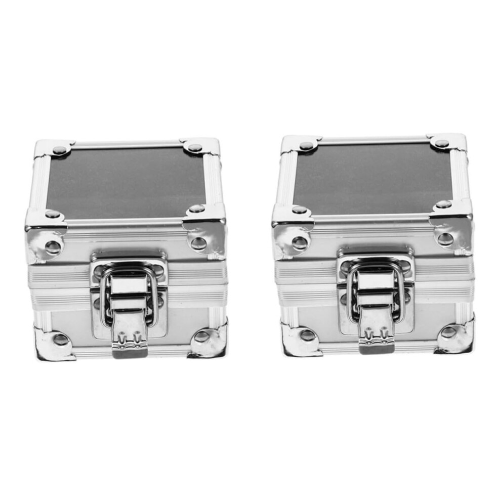 Nail Drill Bit Holder Aluminum Storage Box Dustproof Organizer for Salon and Home 2pcs