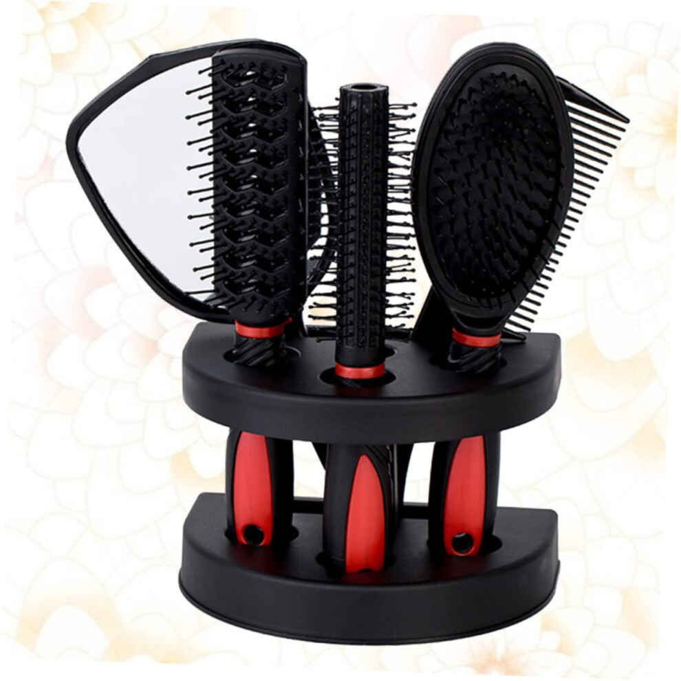 Detangling Hair Brush and Mirror Set with AntiStatic Bristles for Curly Hair Travel Use