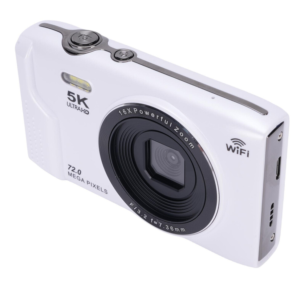 72Mp 5K Digital Camera 16X Zoom 2.8" Lcd Wifi Flash White 8791383182316