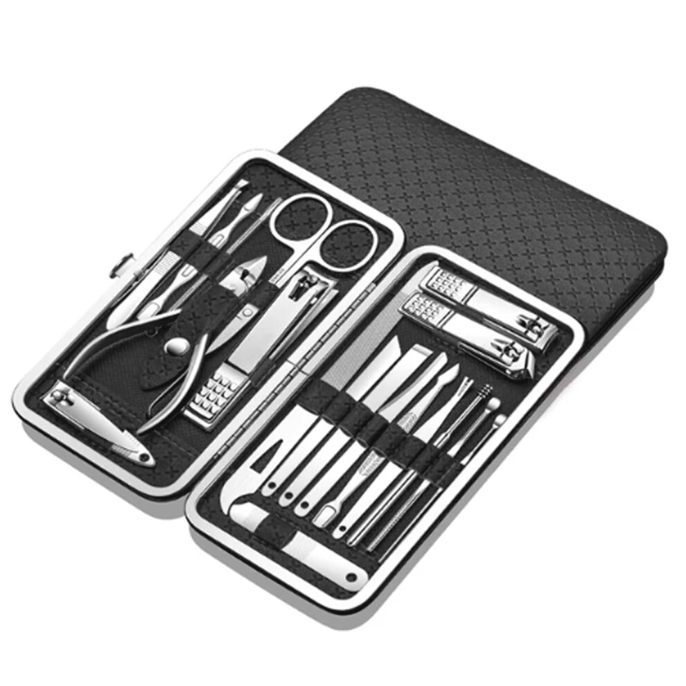 Manicure Pedicure Set, 19 Piece Stainless Steel Nail Care Kit for Home and Travel Grooming