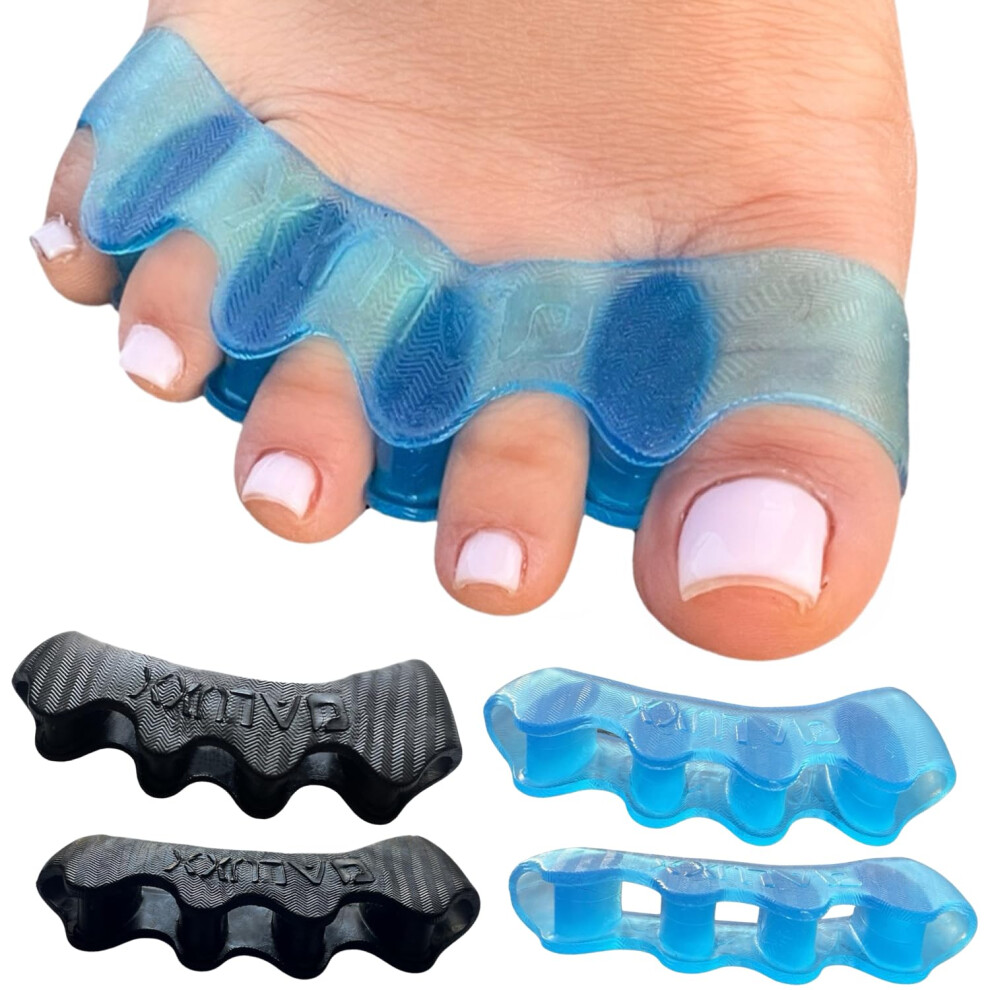 Blue/Black Toe Separators Bunion Corrector Gel Spacers For Foot Alignment Yoga Pedicure Women Men 4Pcs