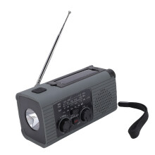Solar Crank Radio LED Flashlight 2000mAh Rechargeable Emergency Radio