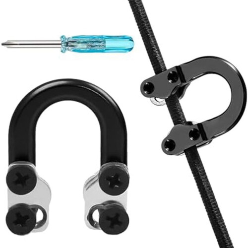 1 Pack Archery Compound Bow D Loop-Metal D Ring Buckle Release Nocking Loop with Screwdrivers,Black 1
