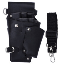Leather Barber Tool Belt with Multiple Pockets Adjustable Waist Scissor Pouch for Hairdressers