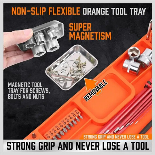 Silicone Tool Holder Tray Silicone Tool Holder Multi-Purpose Mat Repair Storage Segmented Mechanics Storage Orange 2
