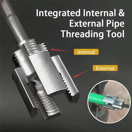 Integrated Internal & External Pipe Threading Tool, Electric Drill Compatible Pvc Pipe Threader Kit, 1/2inch+3/4inch 1