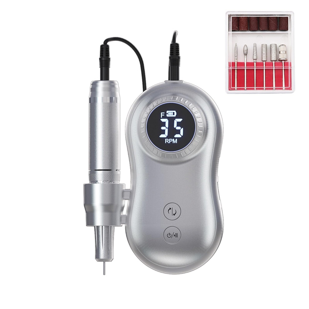 Electric Nail Drill 35000RPM Rechargeable Cordless with LED Display for Gel Nails Manicure Pedicure