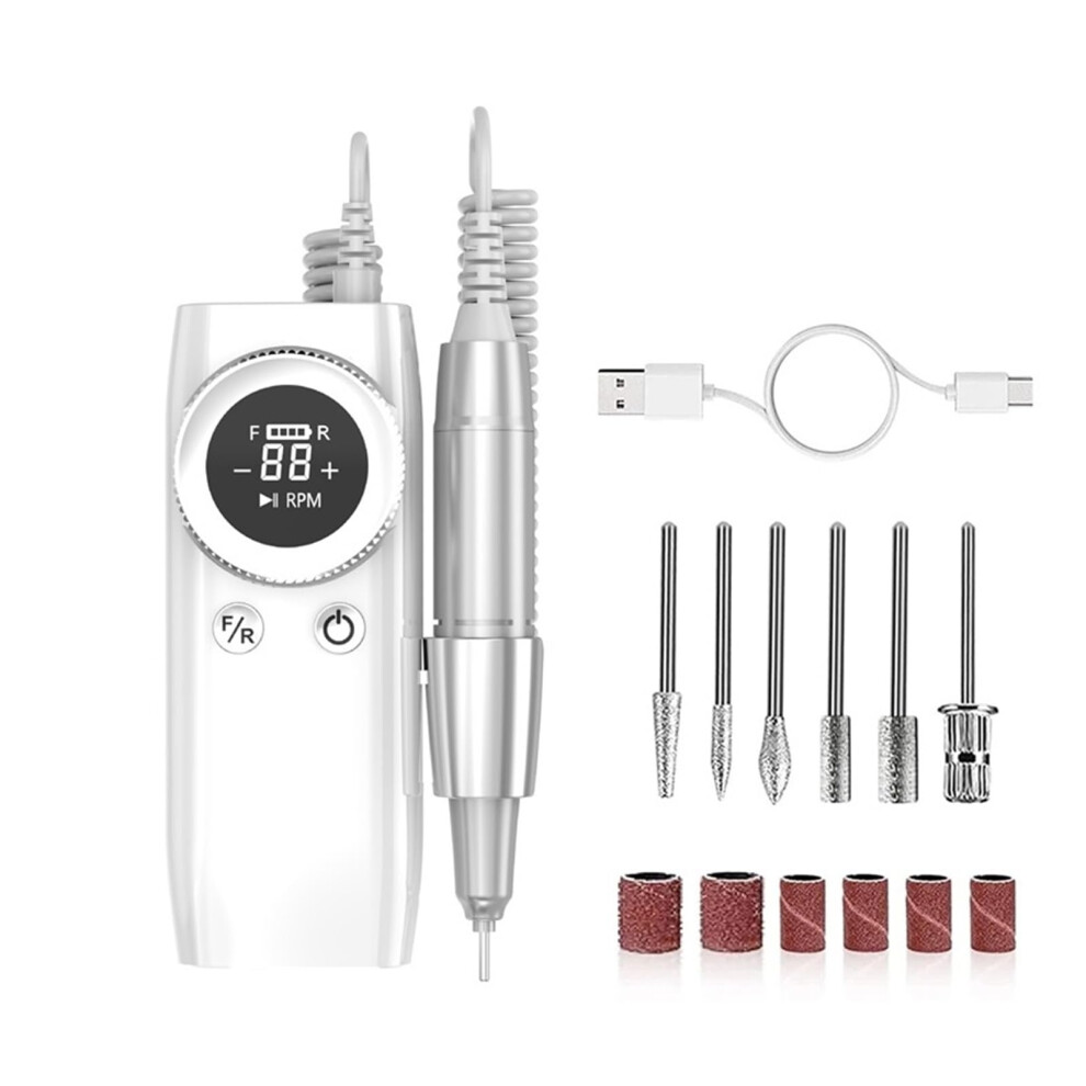 Electric Nail Drill 45000RPM Rechargeable Low Noise for Acrylic and Gel Nails Manicure Pedicure