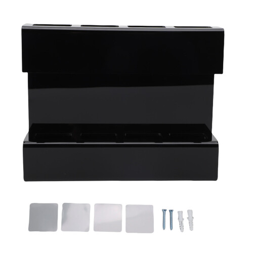Acrylic Wall Mount Straw Holder with Drainage, Black, Reusable 2