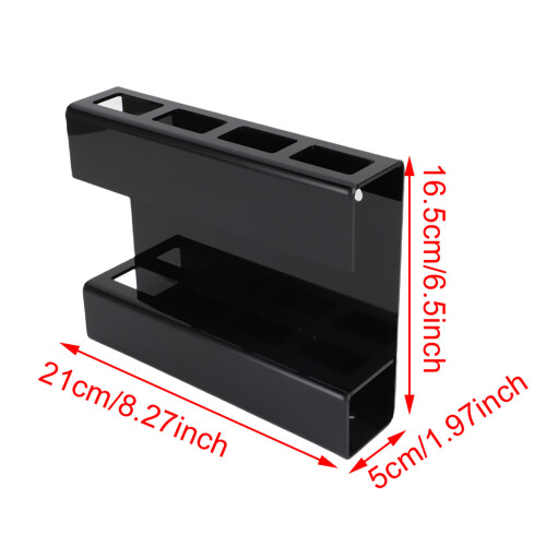 Acrylic Wall Mount Straw Holder with Drainage, Black, Reusable 1