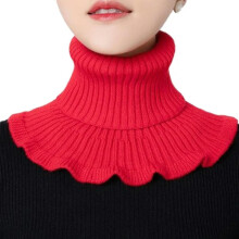 False Collar For Women Knitted Detachable Neck Warmer Turtleneck Style Red