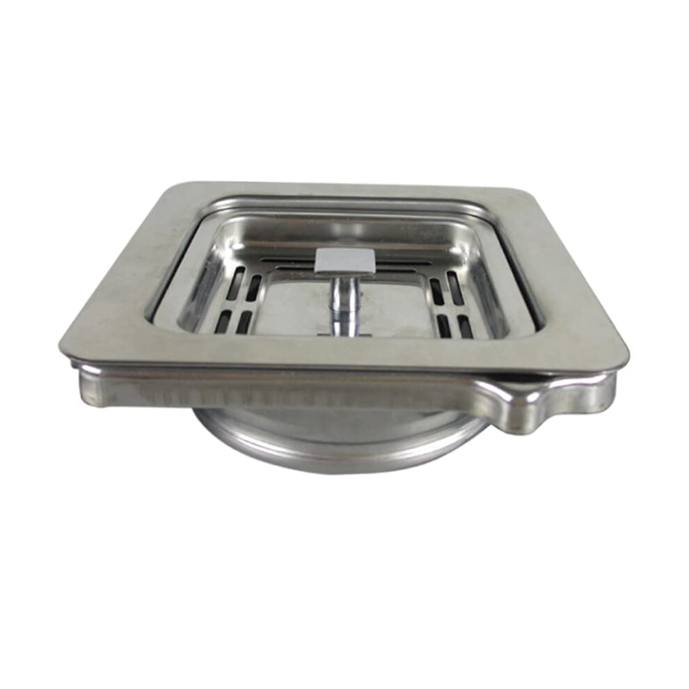 Stainless Steel Square Kitchen Sink Strainer Basket With Garbage Disposal Stopper Adapter 114Mm 9094768367247