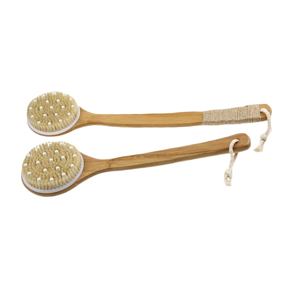 Body Brush with Long Handle Back Scrubber for Shower, Soft Bristle Dry and Wet Exfoliation