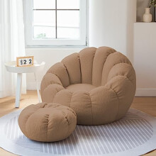 Stuffed Animal Storage Bean Bag Chair with Breathable Corduroy, Hidden Zipper, Brown for Kids and Pets