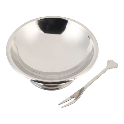 Edelstahls Eisbecher 10 cm Salat Pudding Dessertschale mit Gabel 2