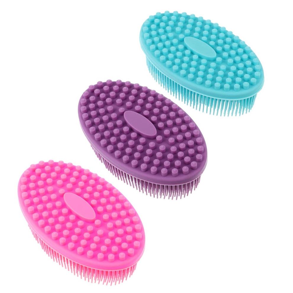 Silicone Body Scrubber DualSided Shower Brush with BuiltIn Shampoo Dispenser for Adults and Kids