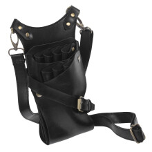 Black Barber Tool Belt PU Leather Hairdressing Waist Pouch with Multiple Compartments for Scissors and Clippers