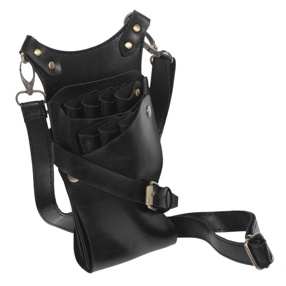 Black Barber Tool Belt Pu Leather Hairdressing Waist Pouch With Multiple Compartments For Scissors And Clippers 9094768217788