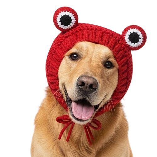 Waschbare Weihnachtsmütze für Hunde, Strickmütze, Webstoff,-Rot