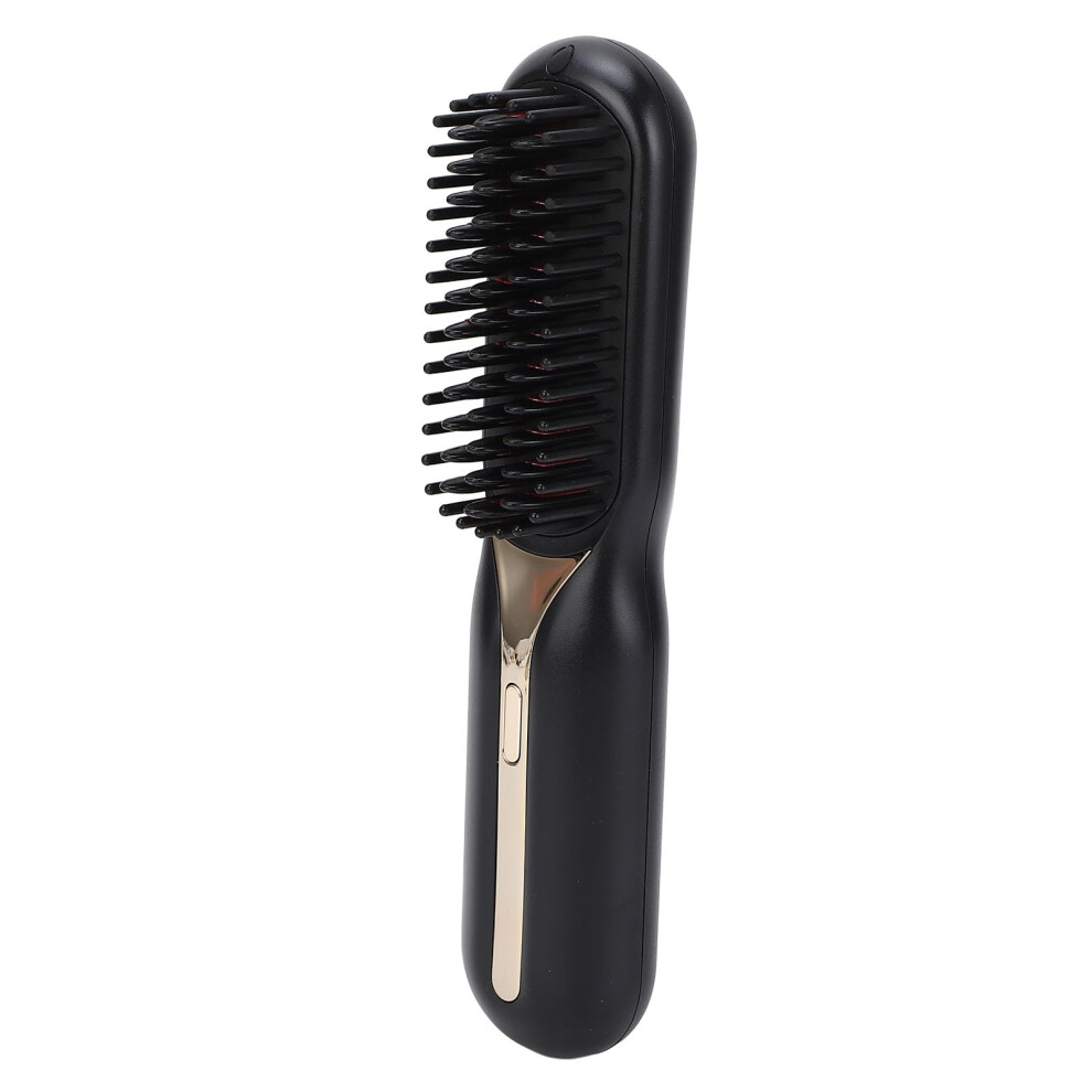 Black Cordless Hair Straightener Brush With Negative Ion Technology, 2 In 1 Curler And Frizz Control Comb,