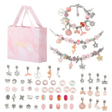 Scatola organizer per braccialetti con set per braccialetti fai da te con ciondoli, kit per la creazione di gioielli con unicorni e sirene per