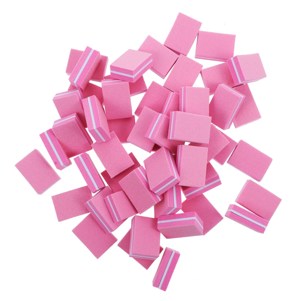 Pink Nail Buffer Block Sponge Nail File With Fine Sand Surface For Natural And Acrylic Nails, 50Pcs
