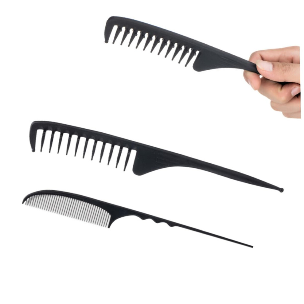 Carbon Fiber AntiStatic Hair Comb 2pcs Heat Resistant Dual Teeth Styling for Salon and Home