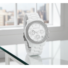 Michael Kors Runway Señoras Blanco Cerámica Pulsera Cronógrafo Ronda Reloj MK5188