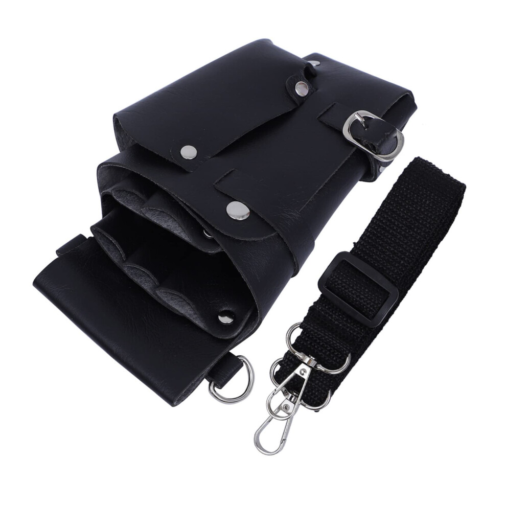 Barber Tool Bag Pu Leather Hair Stylist Tool Pouch With Multiple Compartments Waist Or Crossbody 9094768218334