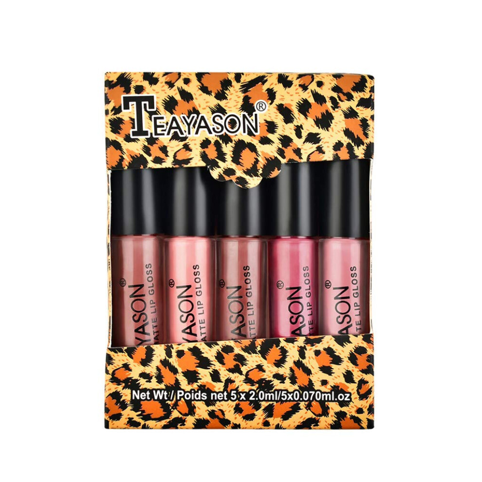 Cream Liquid Lipstick Set 5 Colors Nude Matte Waterproof Pigmented Longlasting Lip Gloss For Women