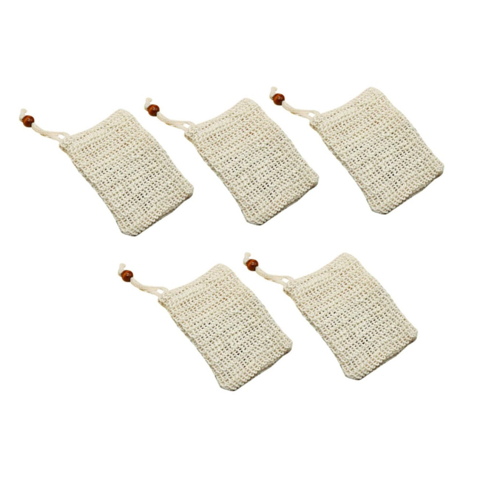 Natural Exfoliating Soap Saver Bag Set of 5 with Rapid Foaming Mesh and EcoFriendly Sisal Pouch