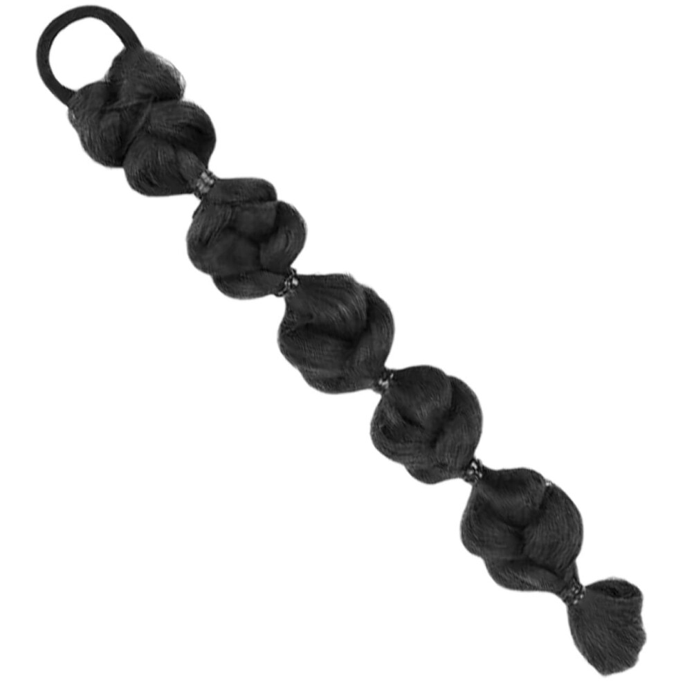Unisex Black Braided Ponytail Hair Extension Heatresistant Synthetic Hairpiece For Women Clipin