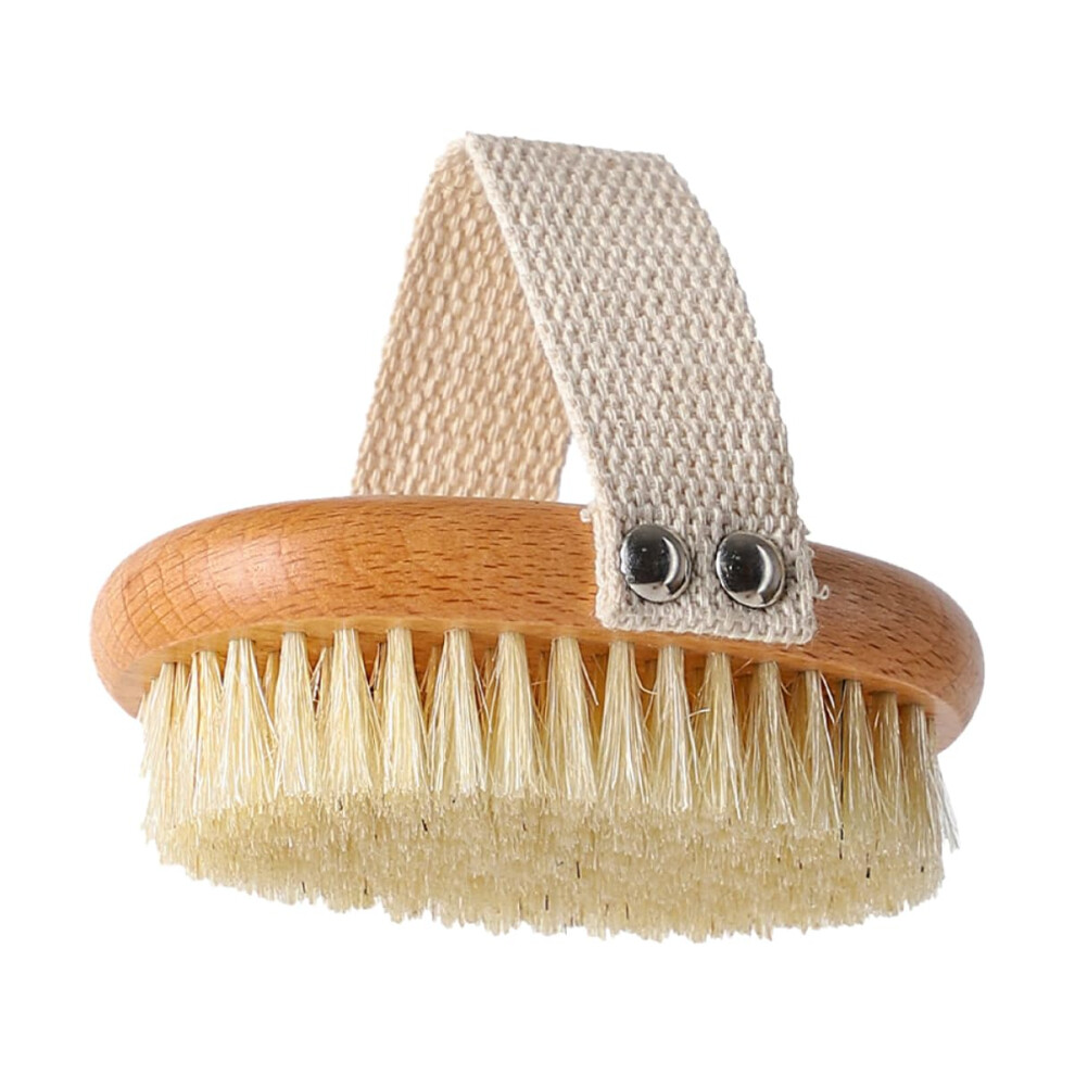 Boar Bristle Body Brush for Gentle Skin Exfoliation and Back Scrubbing, Dry and Wet Use