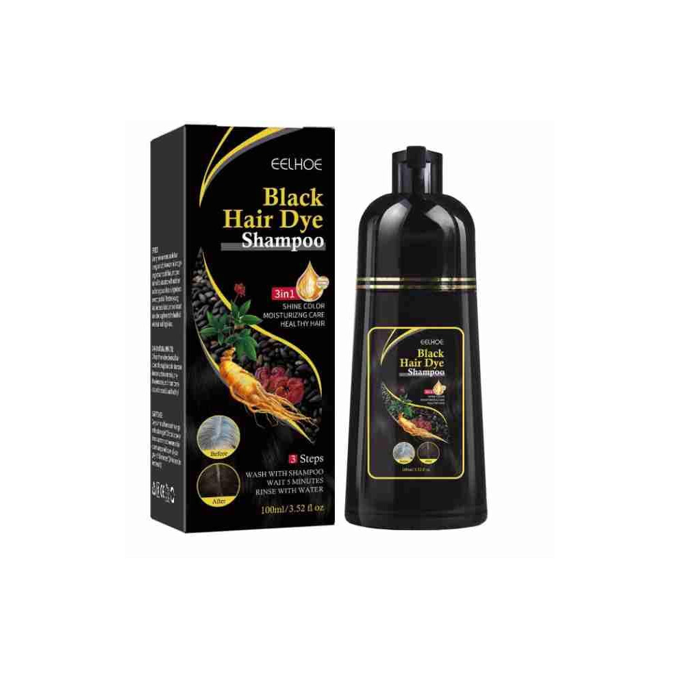 Black Hair Dye Shampoo 3 In 1 Permanent Color For Fast Gray Coverage And Botanical Nourishment