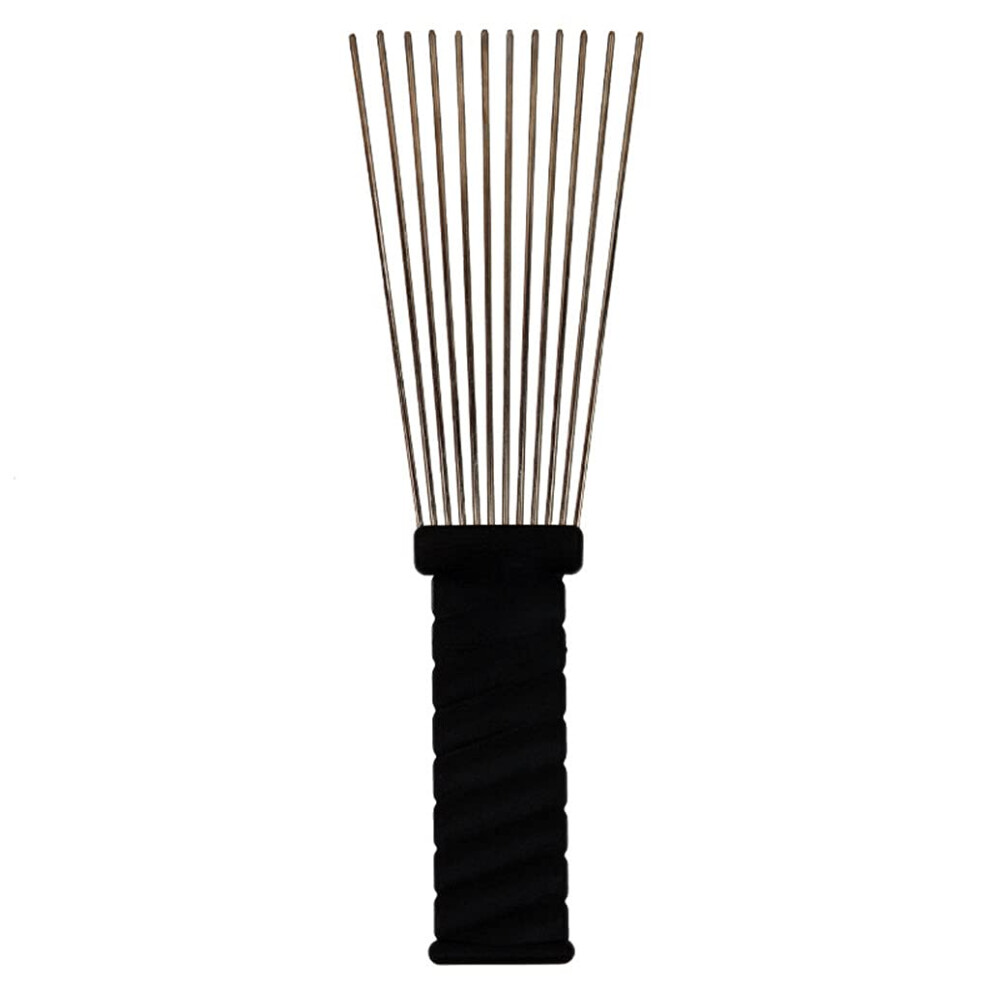 Unisex Metal Wide Tooth Afro Pick Comb With Ergonomic Fist Handle For Curly Hair, Braids And Beard Grooming