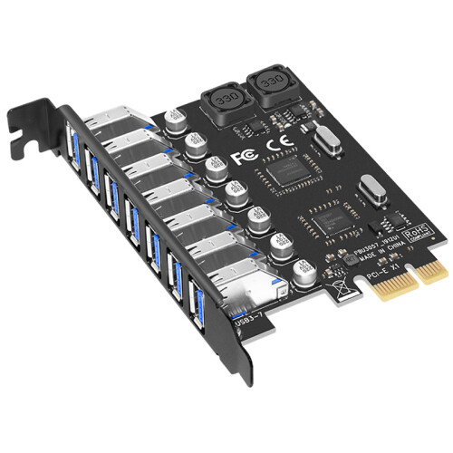 USB 3.0 PCI-E Expansion Card Adapter 7  Hub Adapter External Controller PCI-E Extender PCI Express Card for Desktop