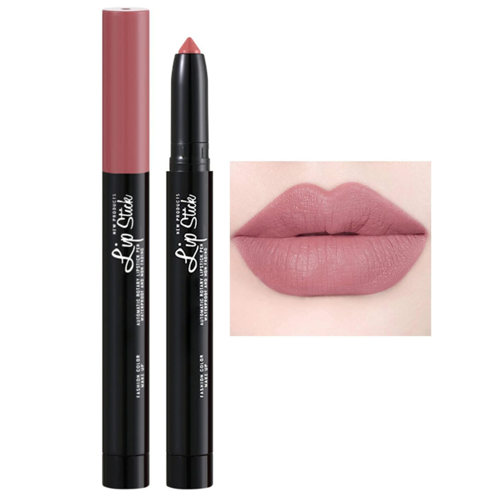 Matte Lipstick Lip Crayon with Sharpener, Long Lasting Waterproof Velvet Color for Women