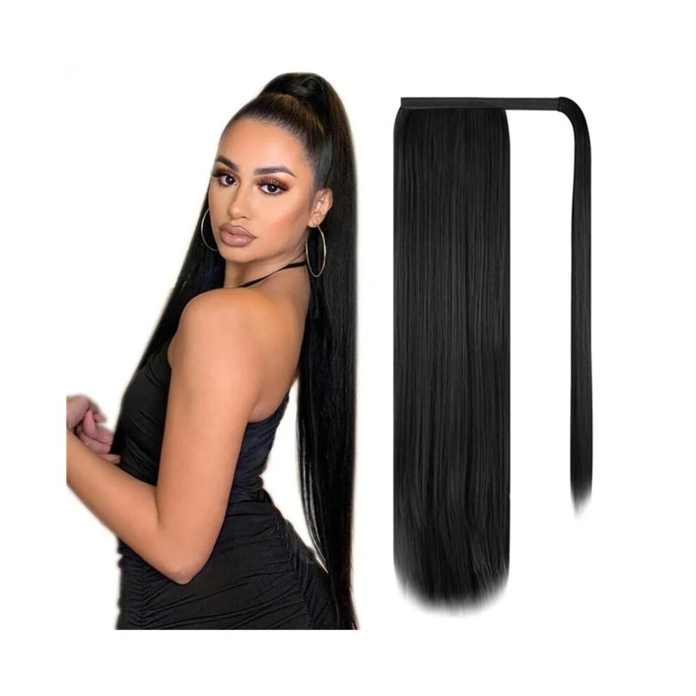 Unisex Human Hair Ponytail Extension Wrap Around Long Straight Remy Hair For Natural Blend And Styling