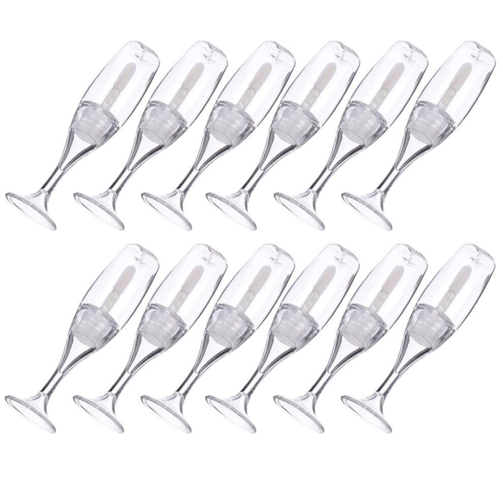 12pcs Empty Lip Gloss Tubes with Applicator, Refillable Wine Glass Shape Travel Size Containers
