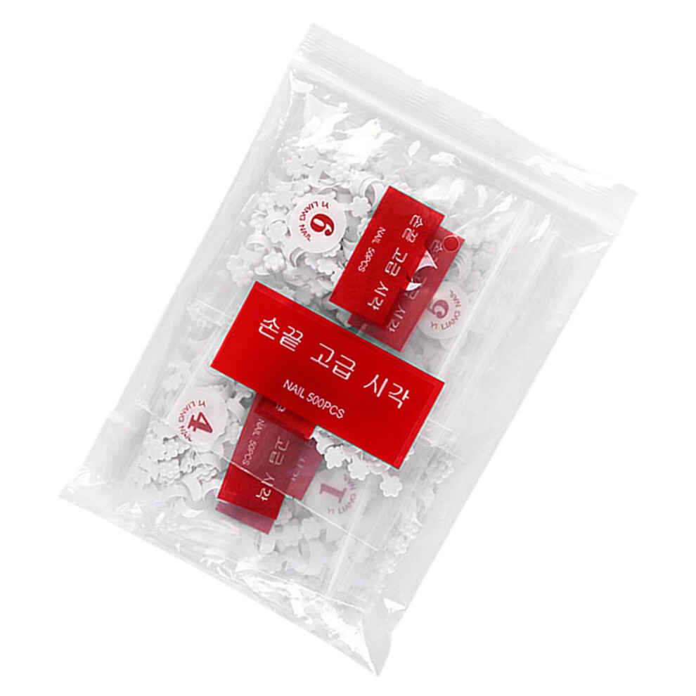 White 100/500Pcs Acrylic False Nails French Short Crescent Tips Durable Assorted Sizes For Salon Manicure