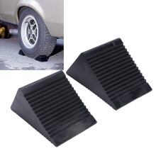 2PCS Rubber Wheel Chock Set 5x3x2.5in for ATVs, Lawnmowers & Scooters