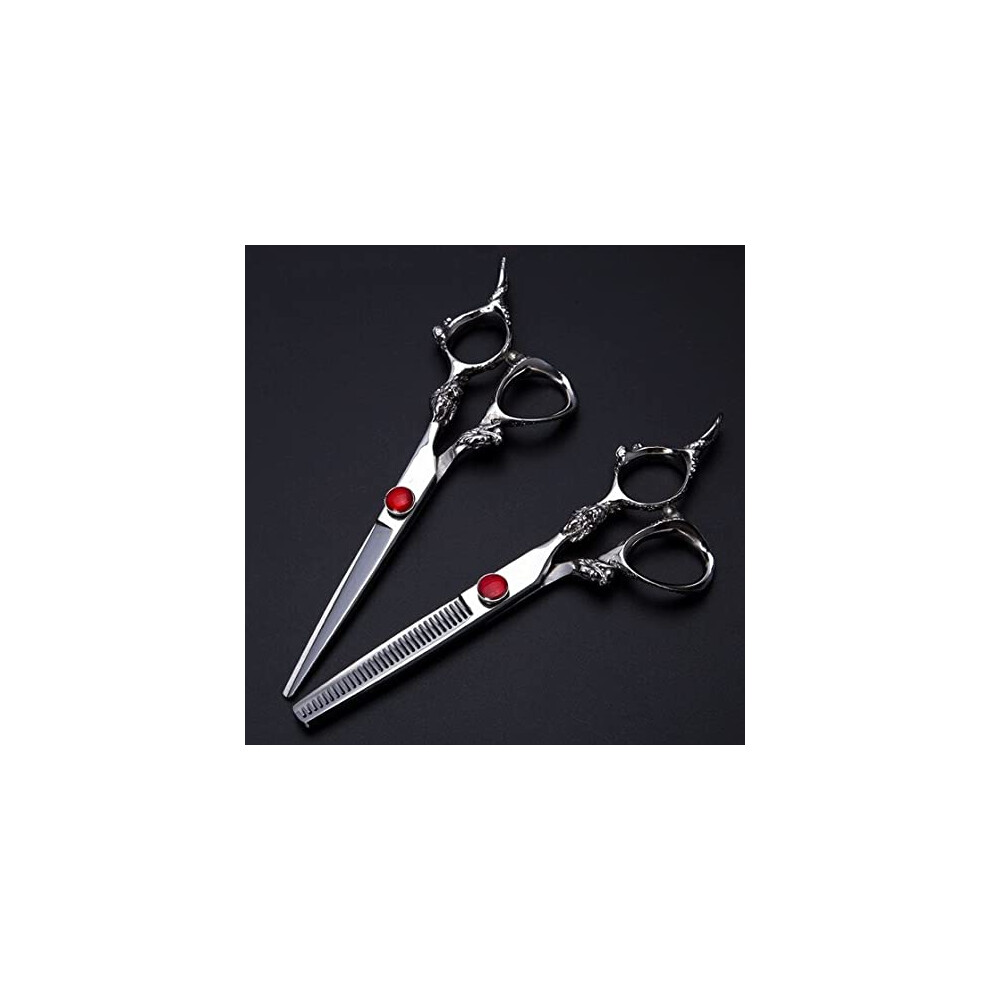 Professional Japan 440C Hair Cutting Scissors Set with Dragon Handle, 6 Inch Barber Shears and Bag