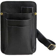 Hairdressing Tool Belt Leather Waist Bag with Scissor Holster Adjustable MultiPocket Organizer
