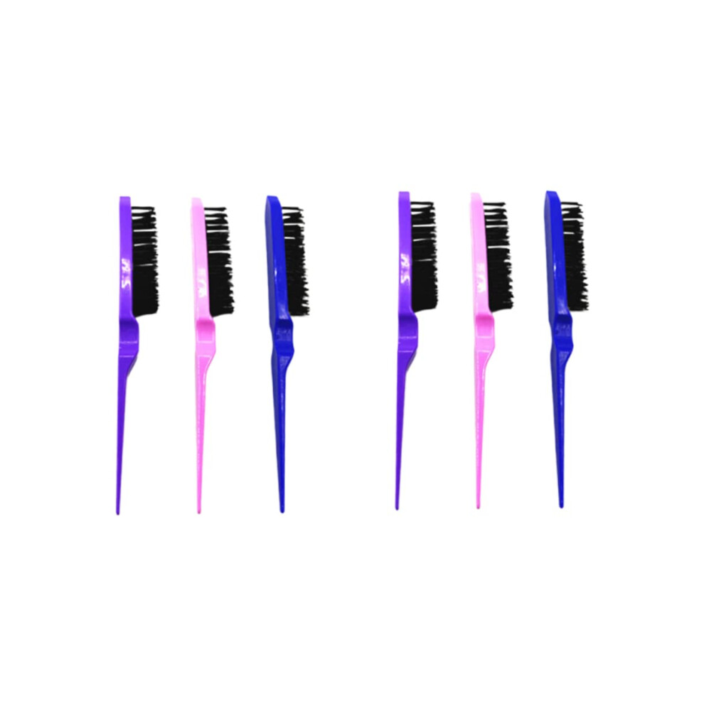 Unisex Curl Enhancing Comb Set Of 6, 3 Row Bristle For Curly Hair, Anti Static, Volume Boosting, Scalp Massage