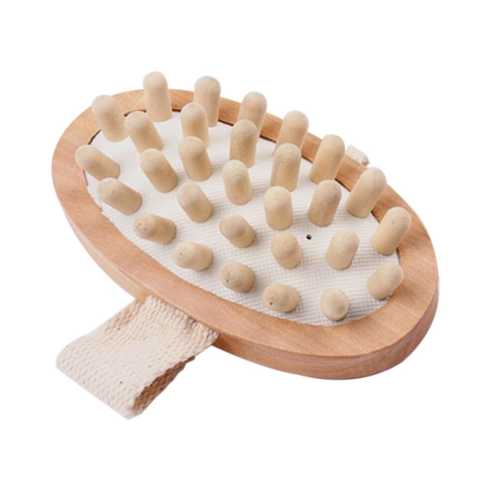 Wooden Body Exfoliating Shower Brush with Massage Beads for Dead Skin Removal and Blood Circulation