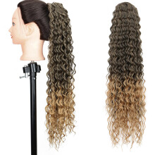 Ponytail Hair Extensions Long Afro Kinky Curly Drawstring Hairpiece Ombre Honey Blonde 24 Inch