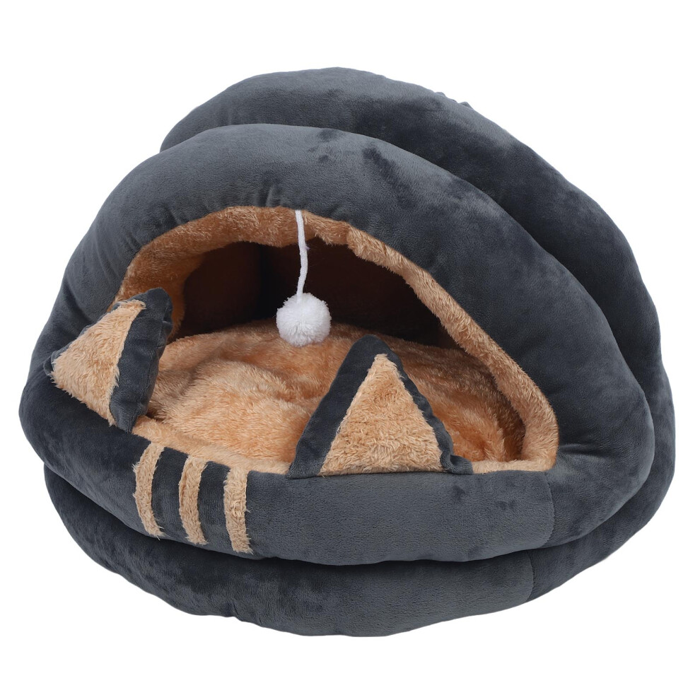 Gray Cat Cave Semi Enclosed Cozy Washable Pet Bed L
