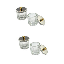 4pcs Crystal Glass Nail Art Mixing Cups with Lids, Durable Liquid Holder for Salon and Home